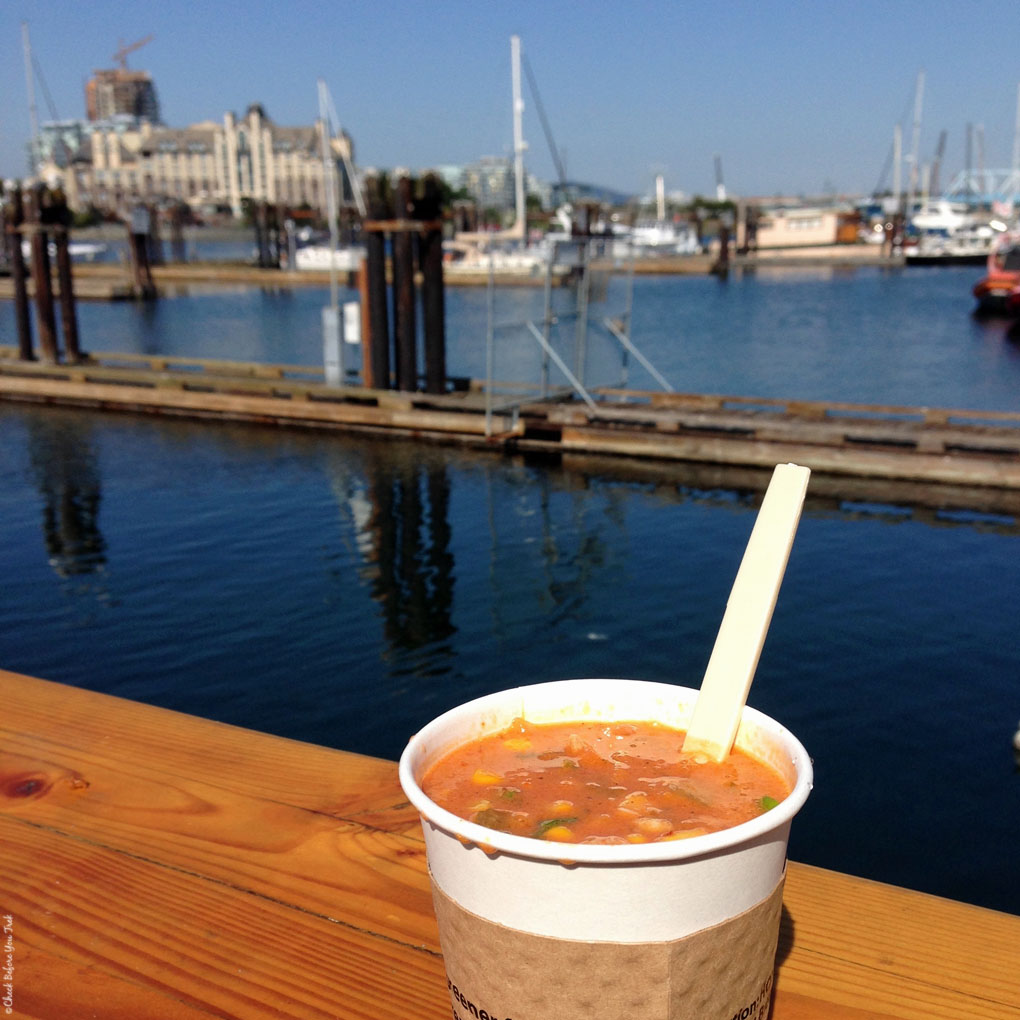 Red Fish Blue Fish view while enjoying a cup of Chowder - Victoria, British Columbia, Canada