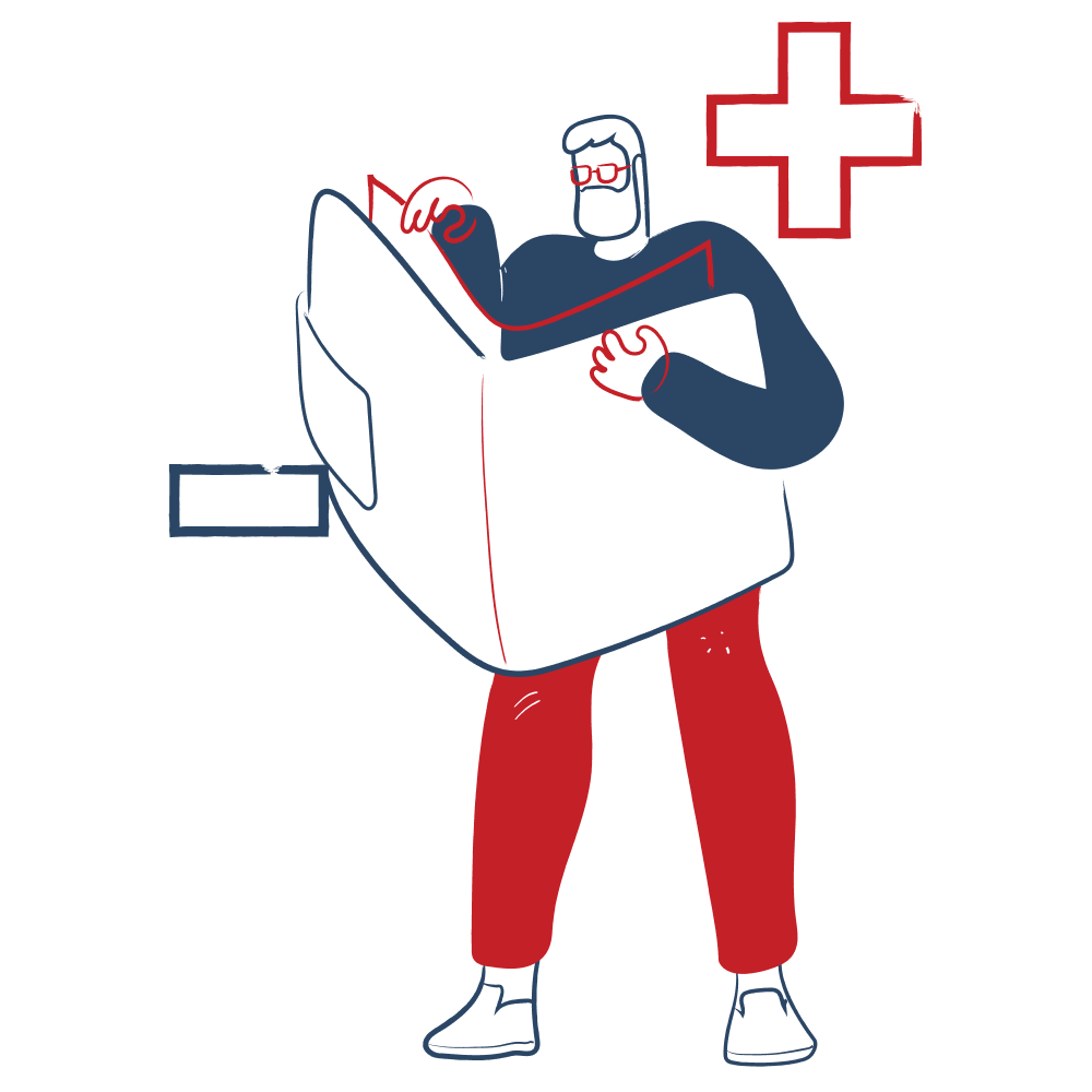 illustration of a man holding a wallet and a plus and minus sigh