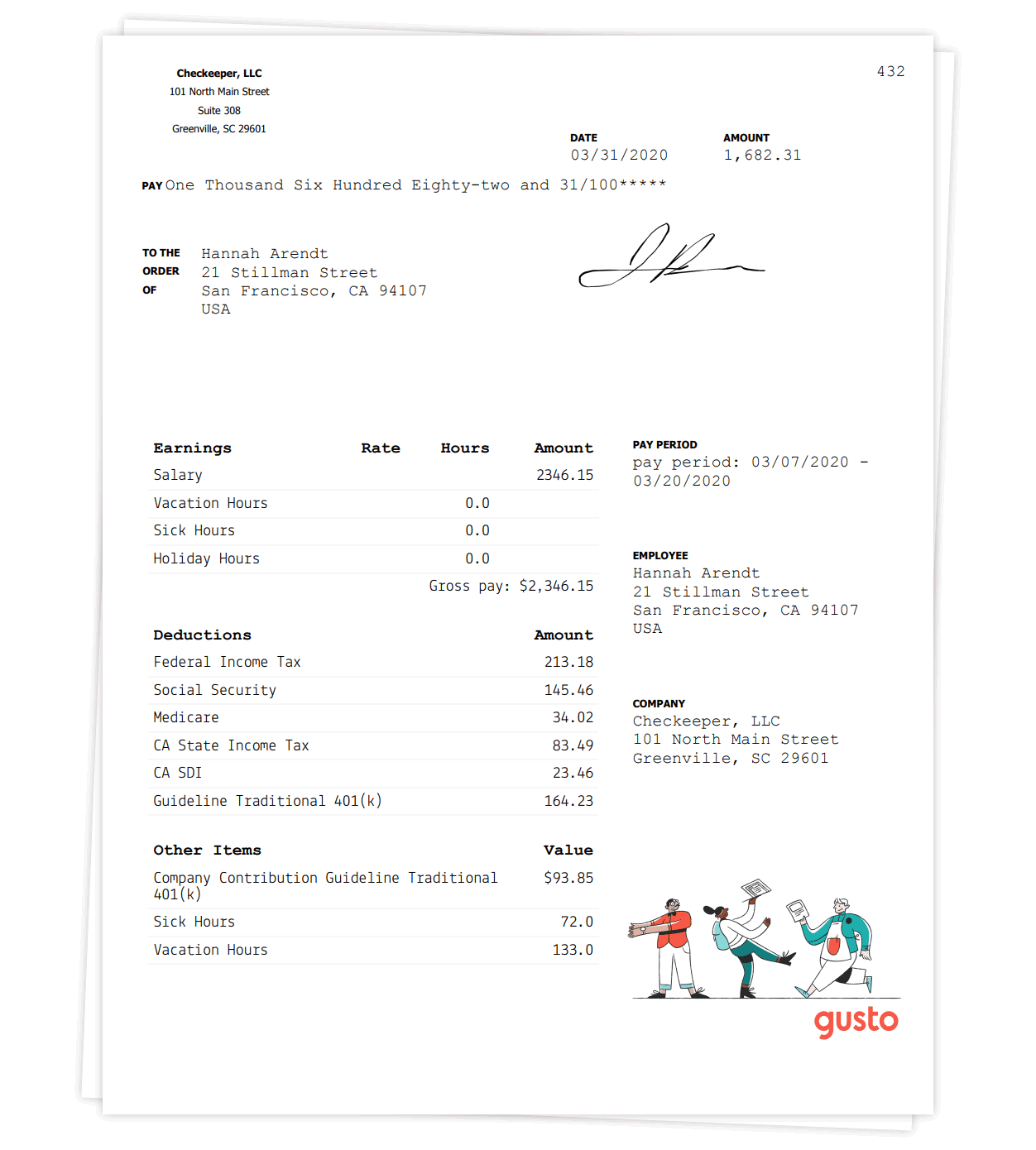 Check templates are the predesigned document that helps you create checks efficiently, saving money and time. Printing Gusto Payroll Checks Checkeeper Gusto