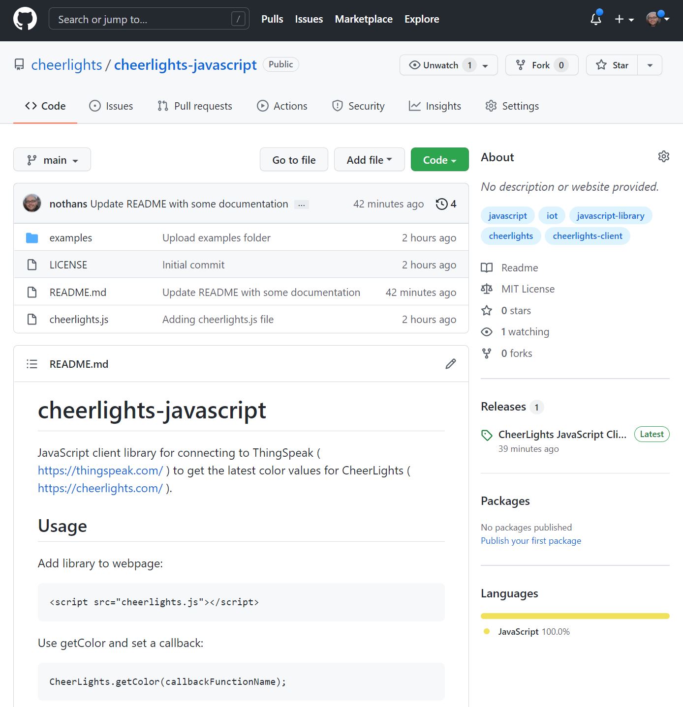CheerLights JavaScript Client Library Released at GitHub – CheerLights