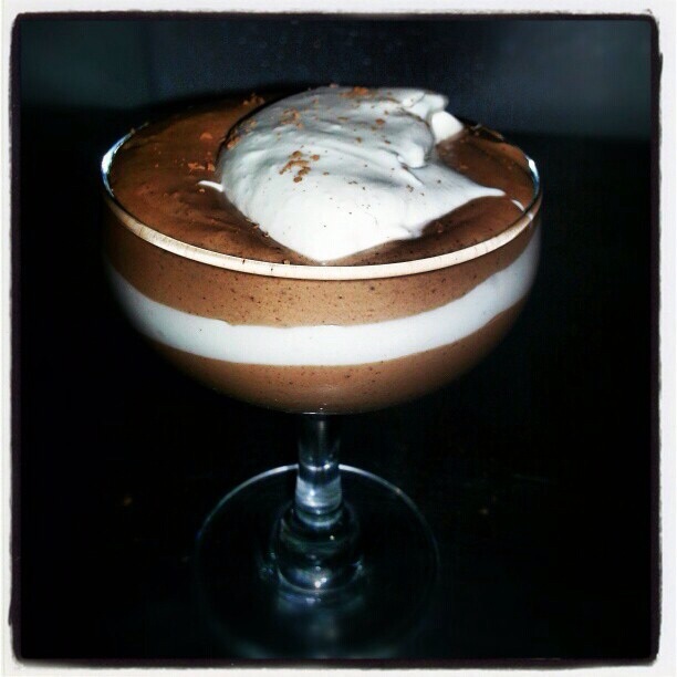 Bourbon Chocolate Mousse n faux cream pudding