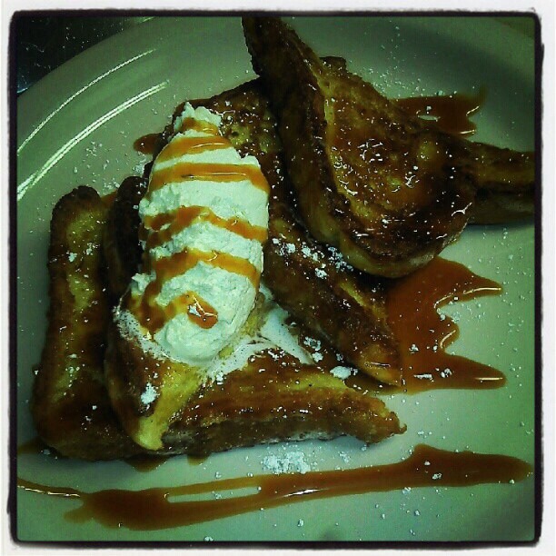 Bourbon Caramel French Toast with a Faux cream
