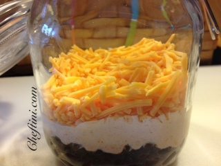 Began layering and tapping the jar a little each layer to settle the ingredients