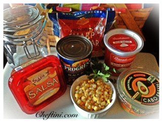I used the 1 cup rule with all these ingrediens and then layered them starting with the beans