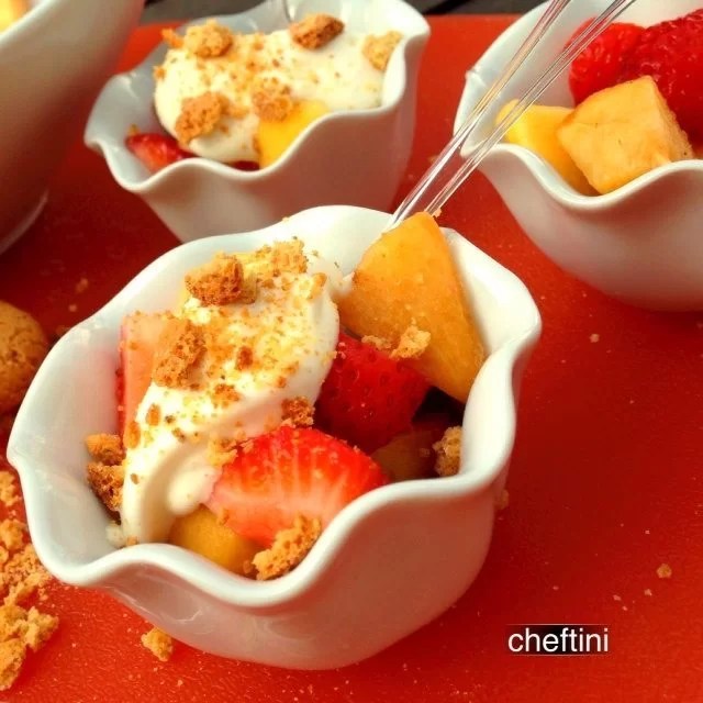 Greek Yogurt with fruit and amaretti