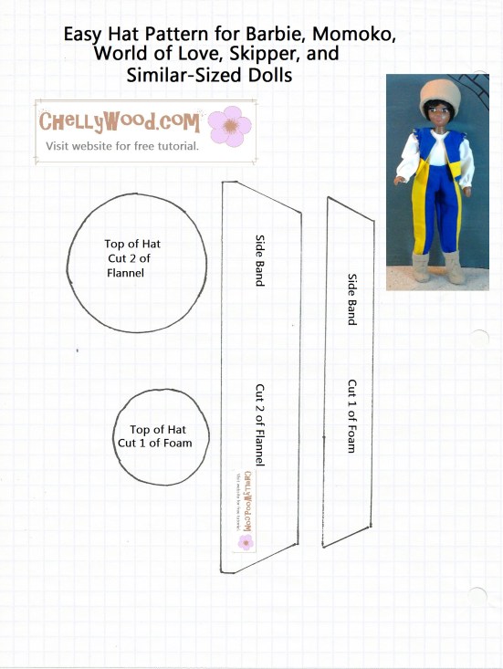 Free Printable Pattern for Sewing a DollHat Free Doll Clothes Patterns