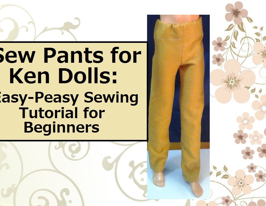 Sew Pants for Ken dolls (image of ken doll wearing mustard-colored pants)