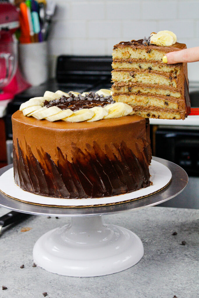 The coffee adds an extra dimension to the flavor. Chocolate Chip Banana Cake With Decadent Chocolate Frosting