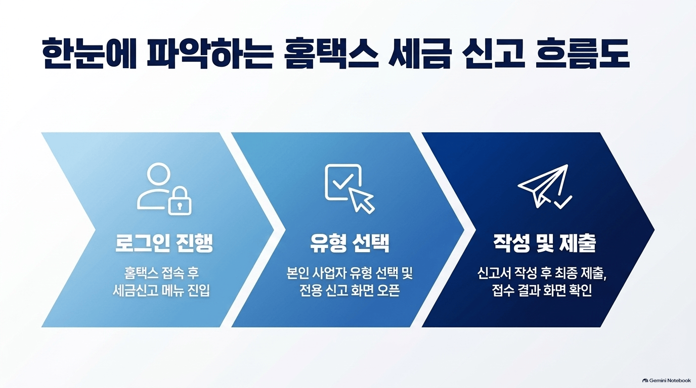 부가세신고기간 홈택스 진행 순서가 어떻게 되나요?