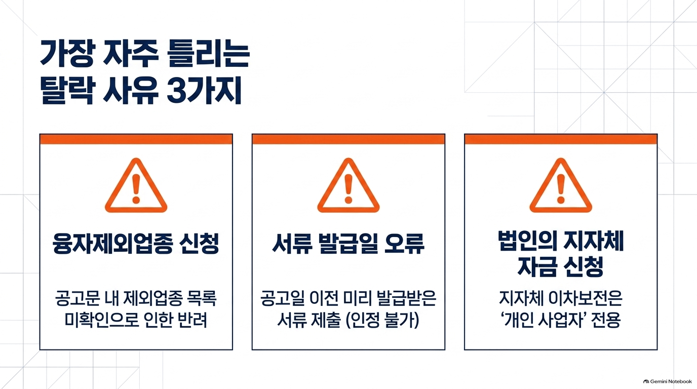 소상공인지원금 대상 자주 틀리는 부분은 어디인가요?