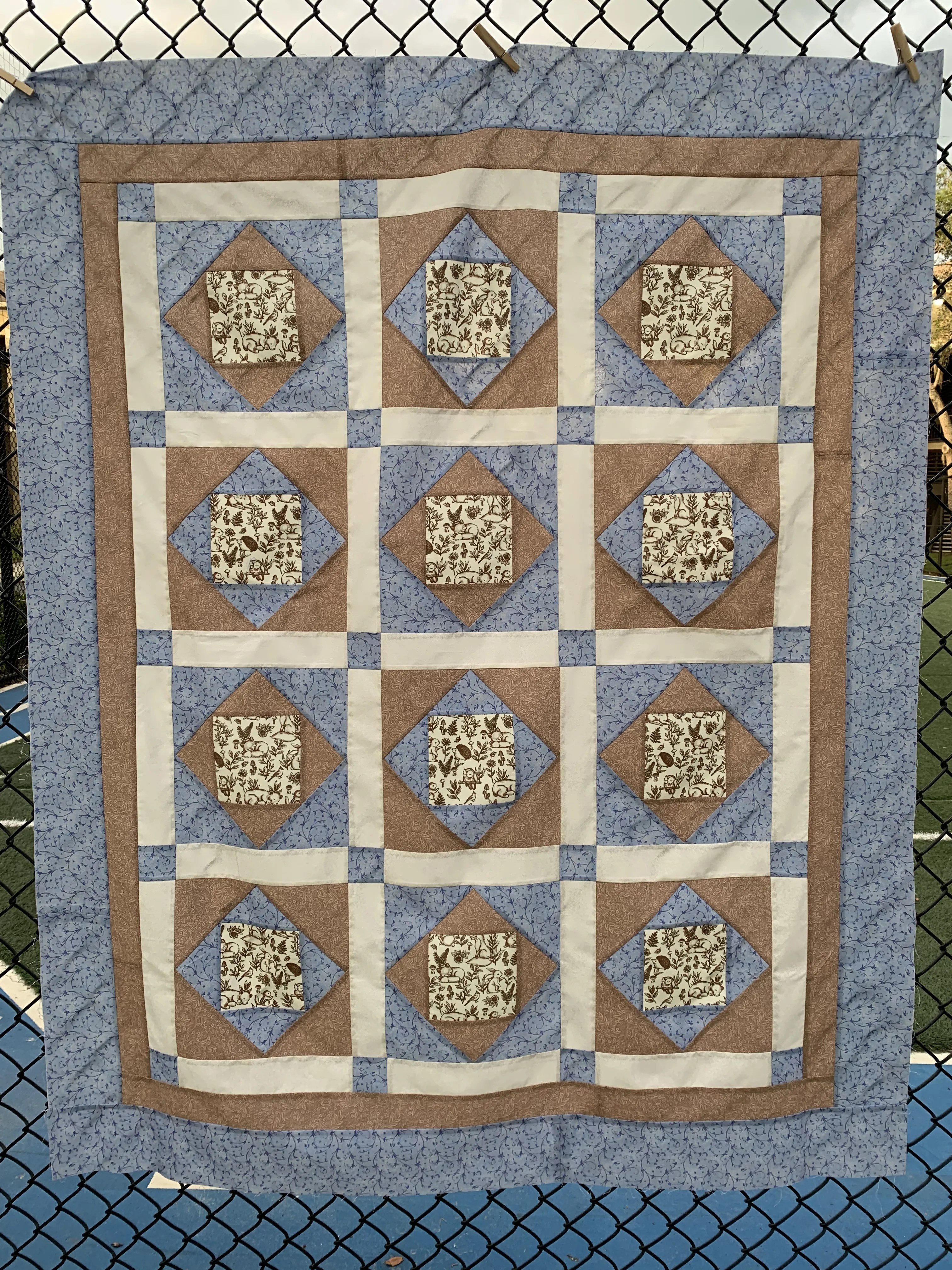 Blue Forest Friends - Baby Quilt Top