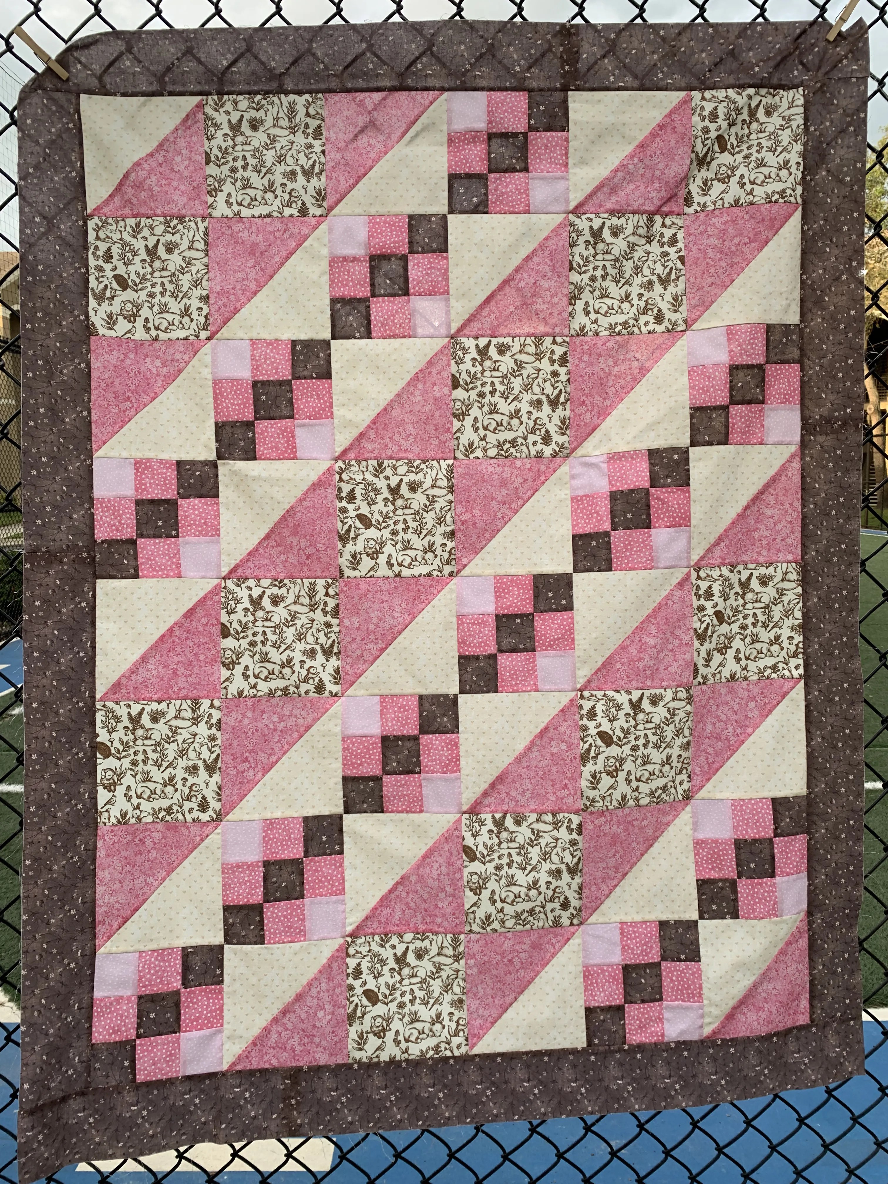 Pink Forest Friends - Baby Quilt Top