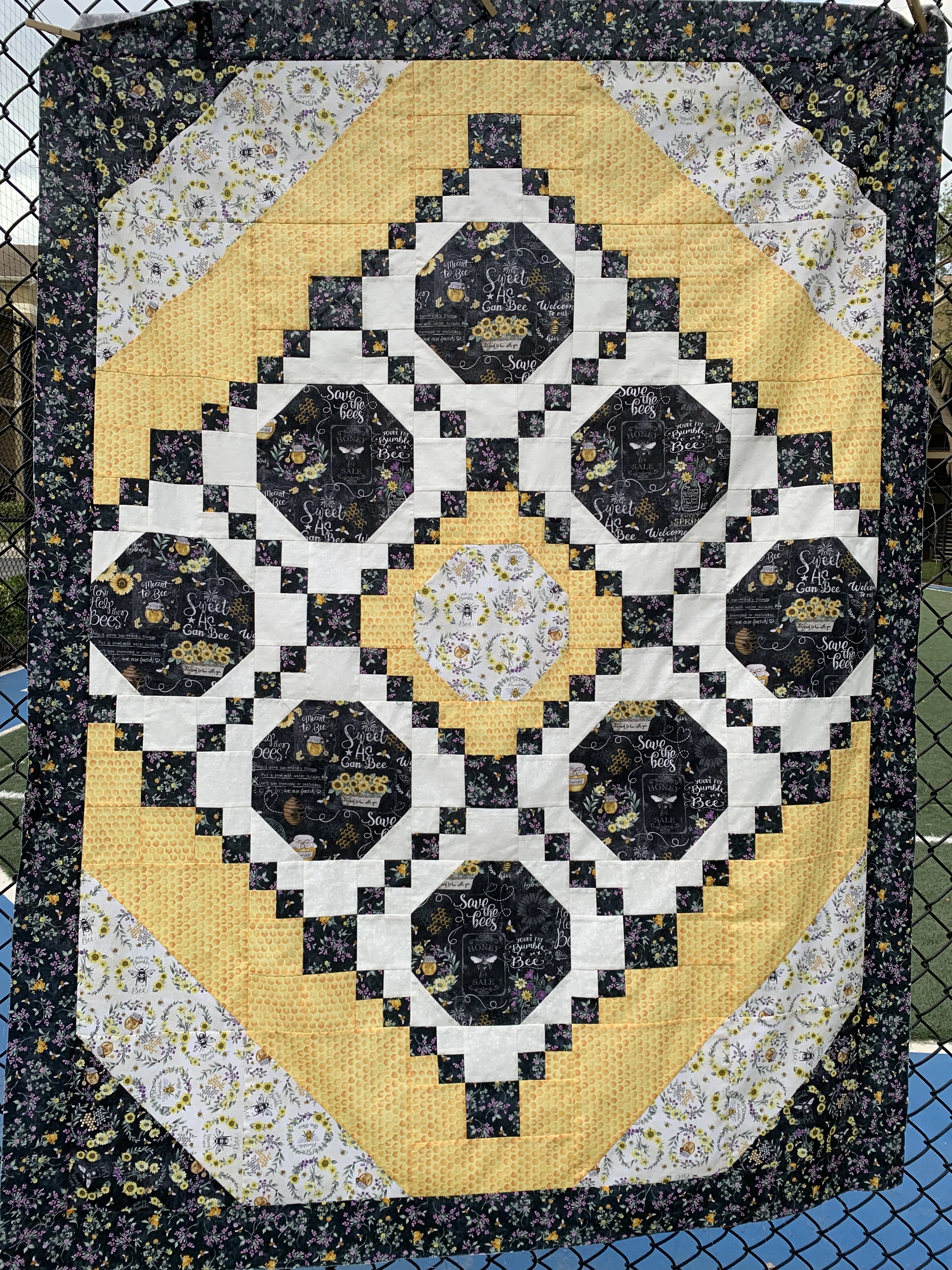 Bees and Checkers - Quilt Top