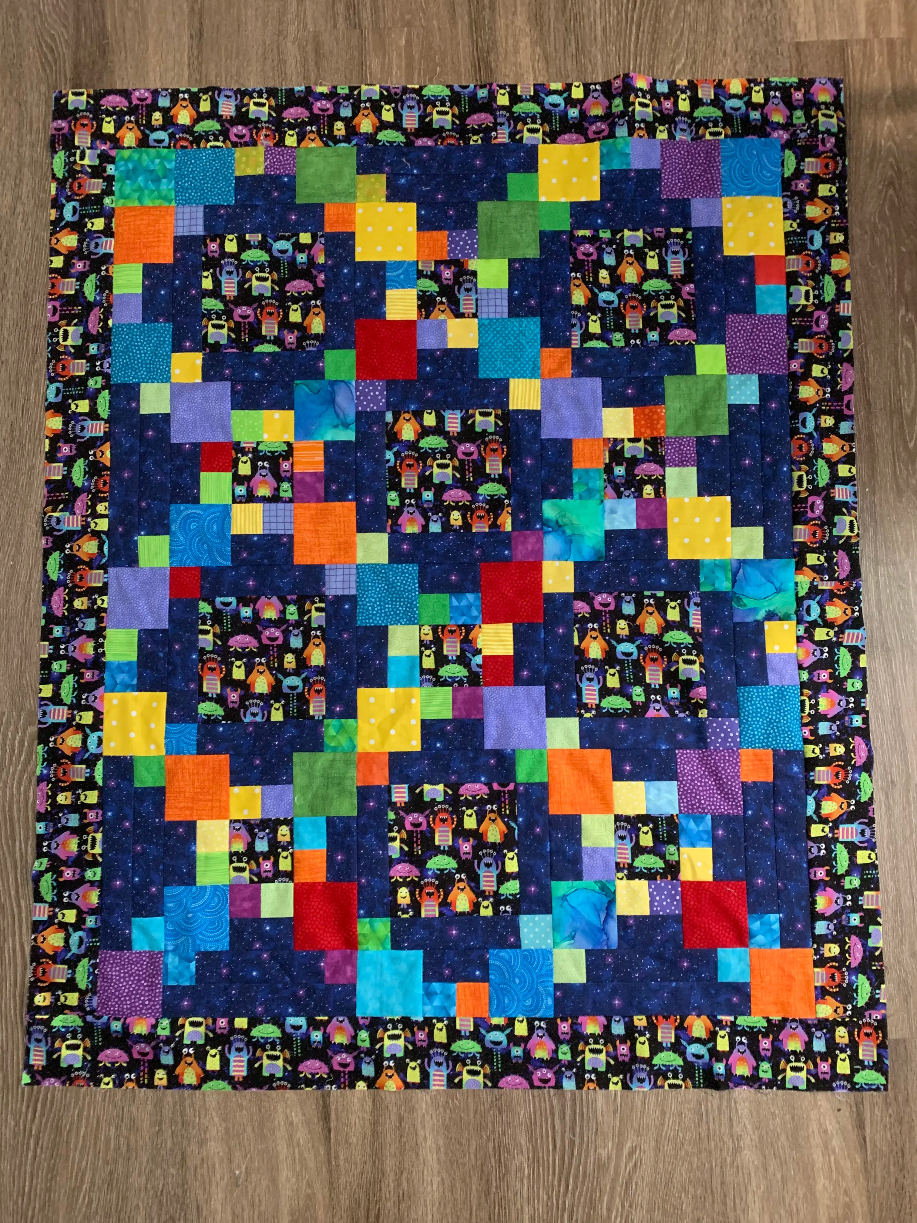 Multicolor Aliens - Baby Quilt Top