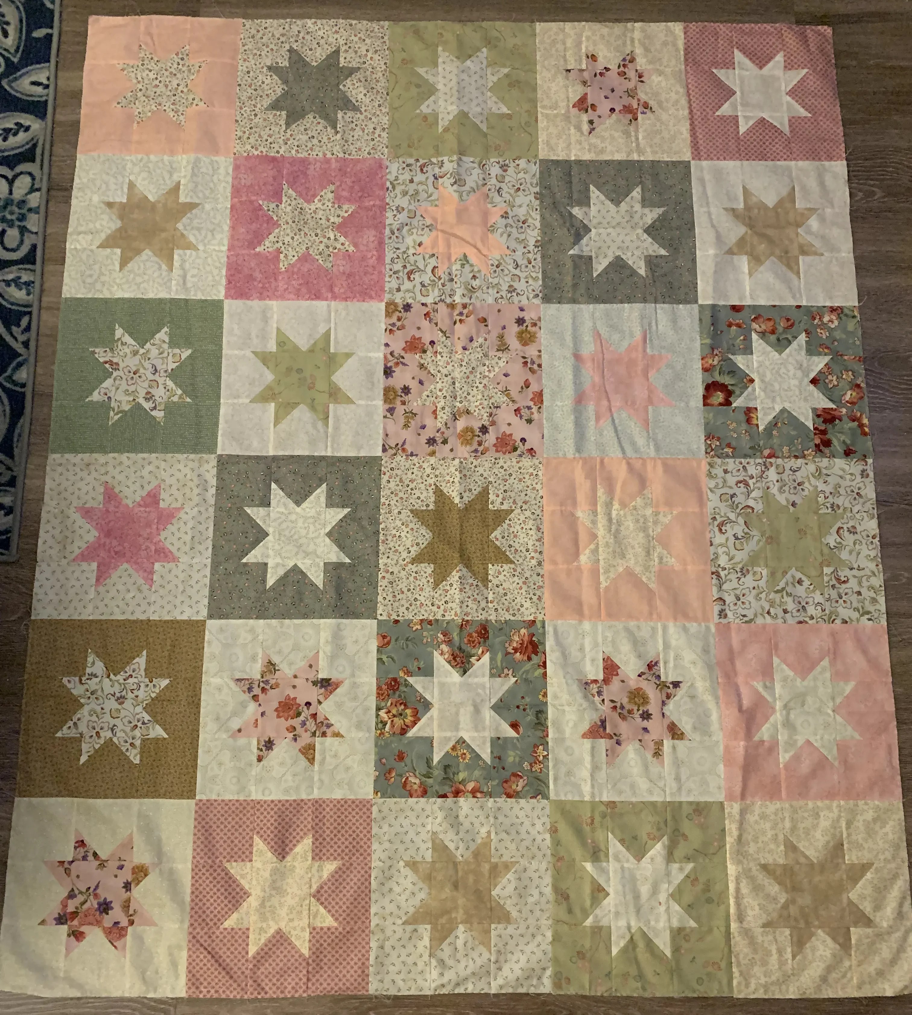 Pastel Tone Stars - Quilt Top