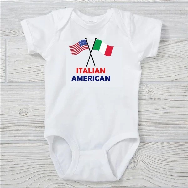 Italian-American Crossed Flags Baby Onesie