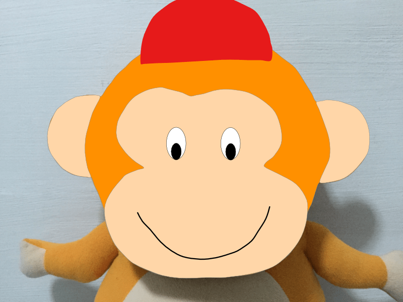 Drawing the face of the monkey