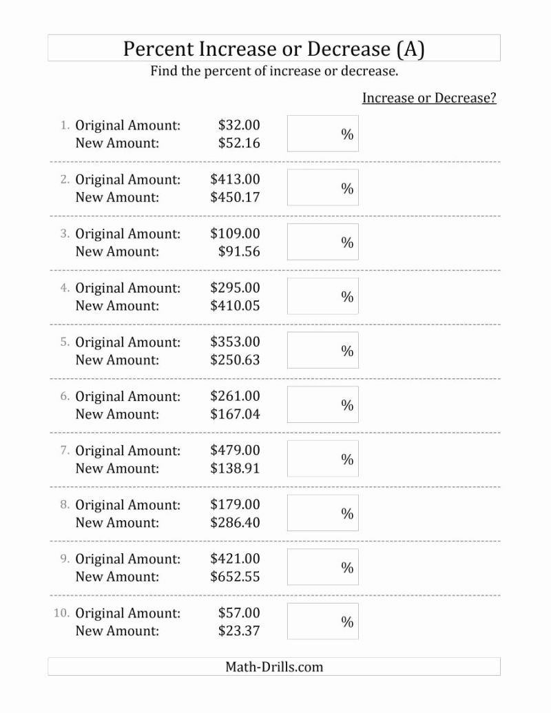 50 Percentage Increase And Decrease Worksheet Chessmuseum Template - Ultra HD Dark Photos for Desktop