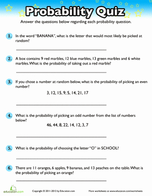 50 simple probability worksheet pdf