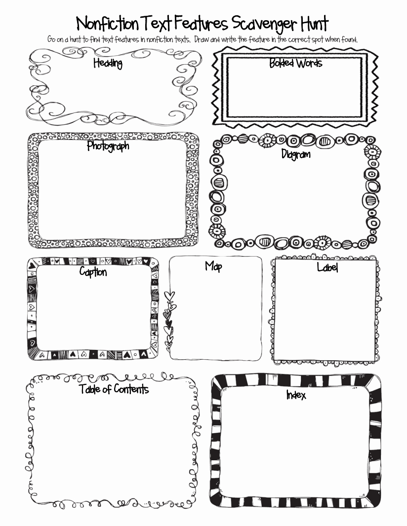 50 text features worksheet pdf