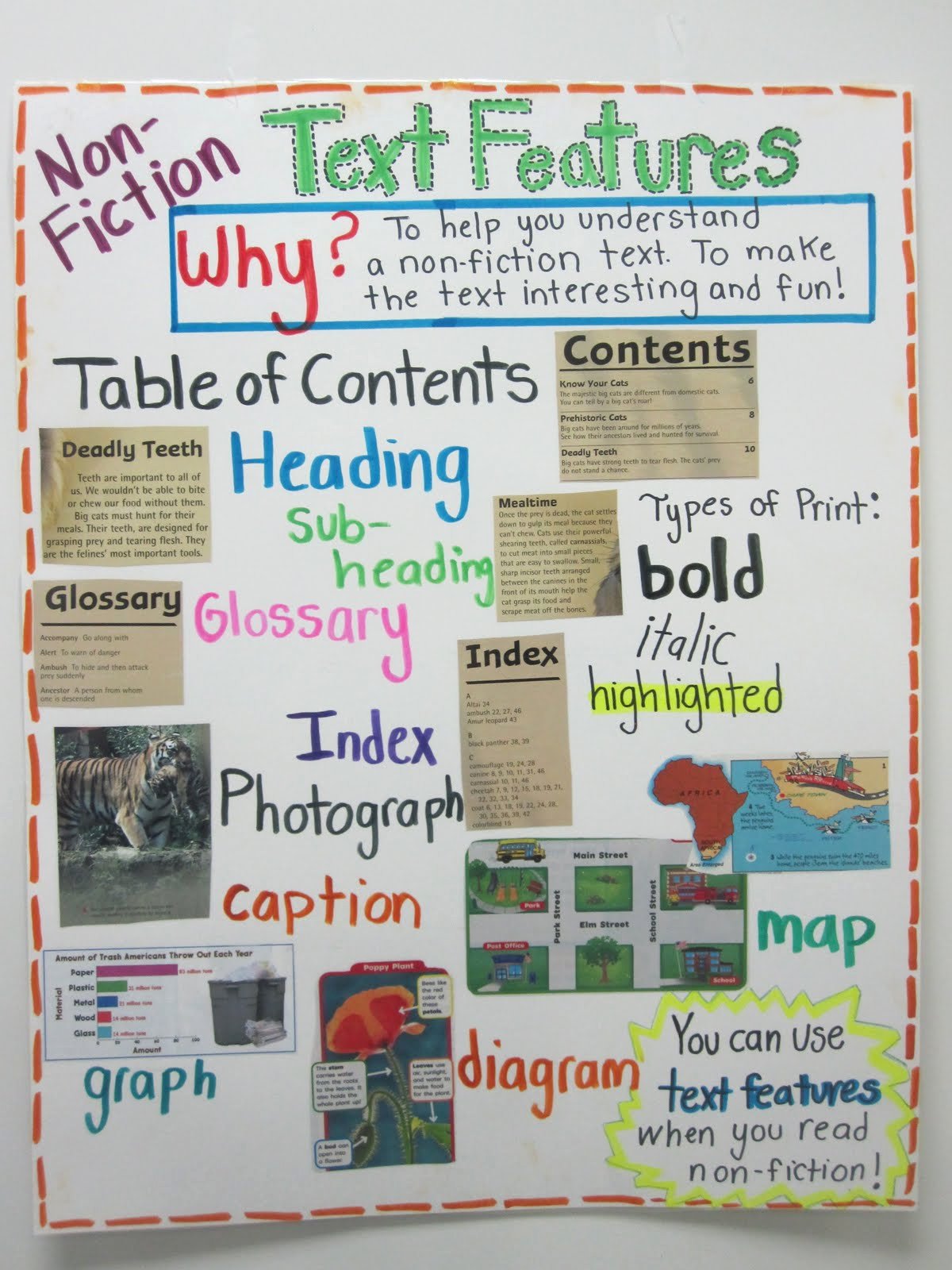 50 text features worksheet pdf