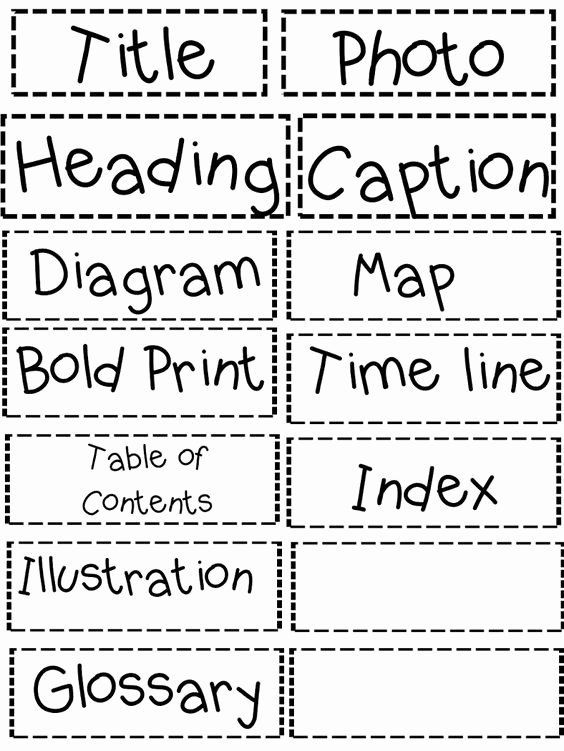 50 text features worksheet pdf