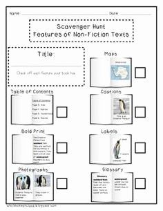 50 text features worksheet pdf
