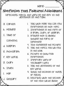 50 text features worksheet pdf