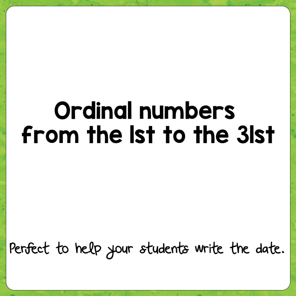 Les Nombre Ordinaux En Anglais Jusqu A 31 31 posters sur les nombres ordinaux de 1 à 31 en anglais - Chez Chris  Resources Resources for English Teachers