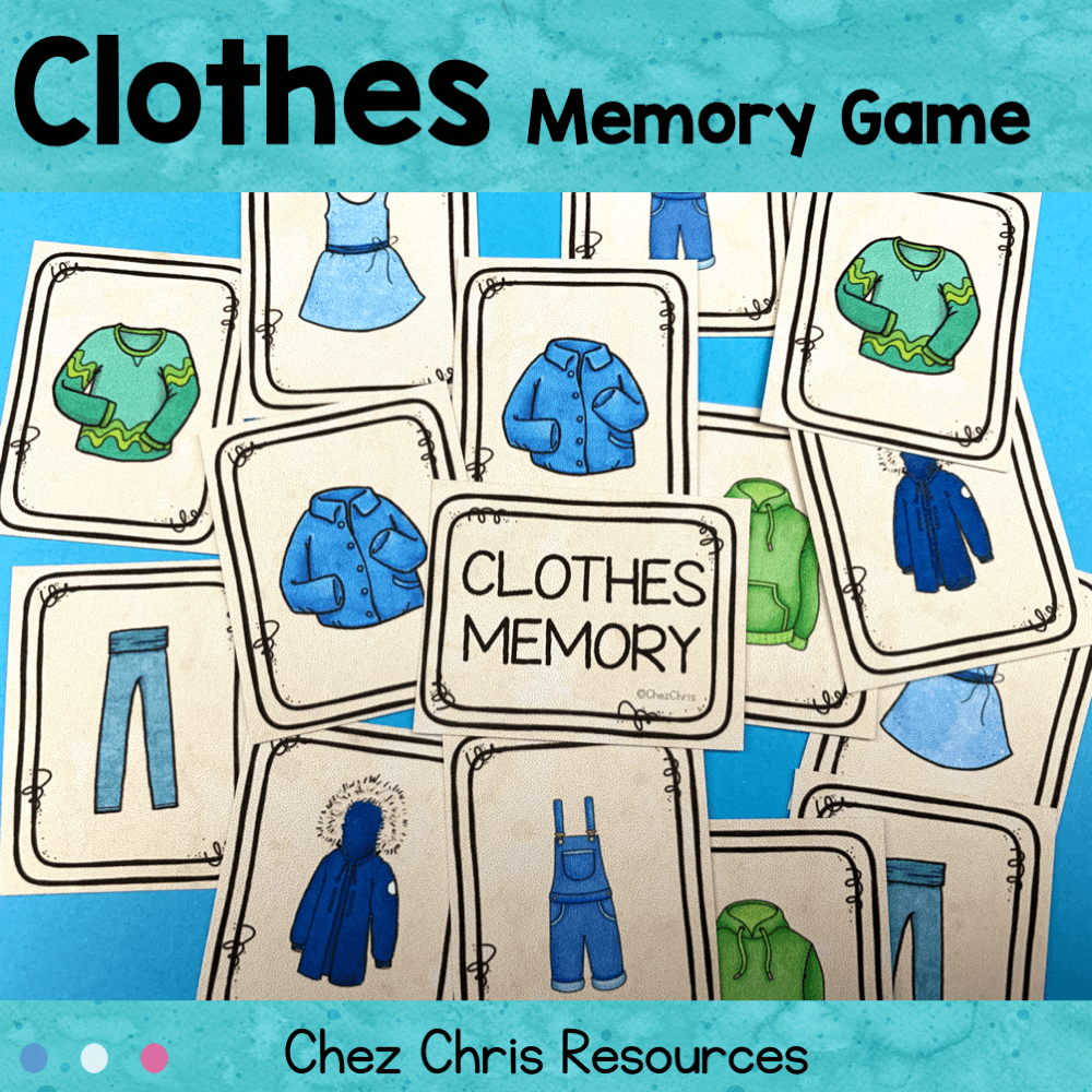 Jeu de Memory - Les vêtements en anglais - Chez Chris Resources