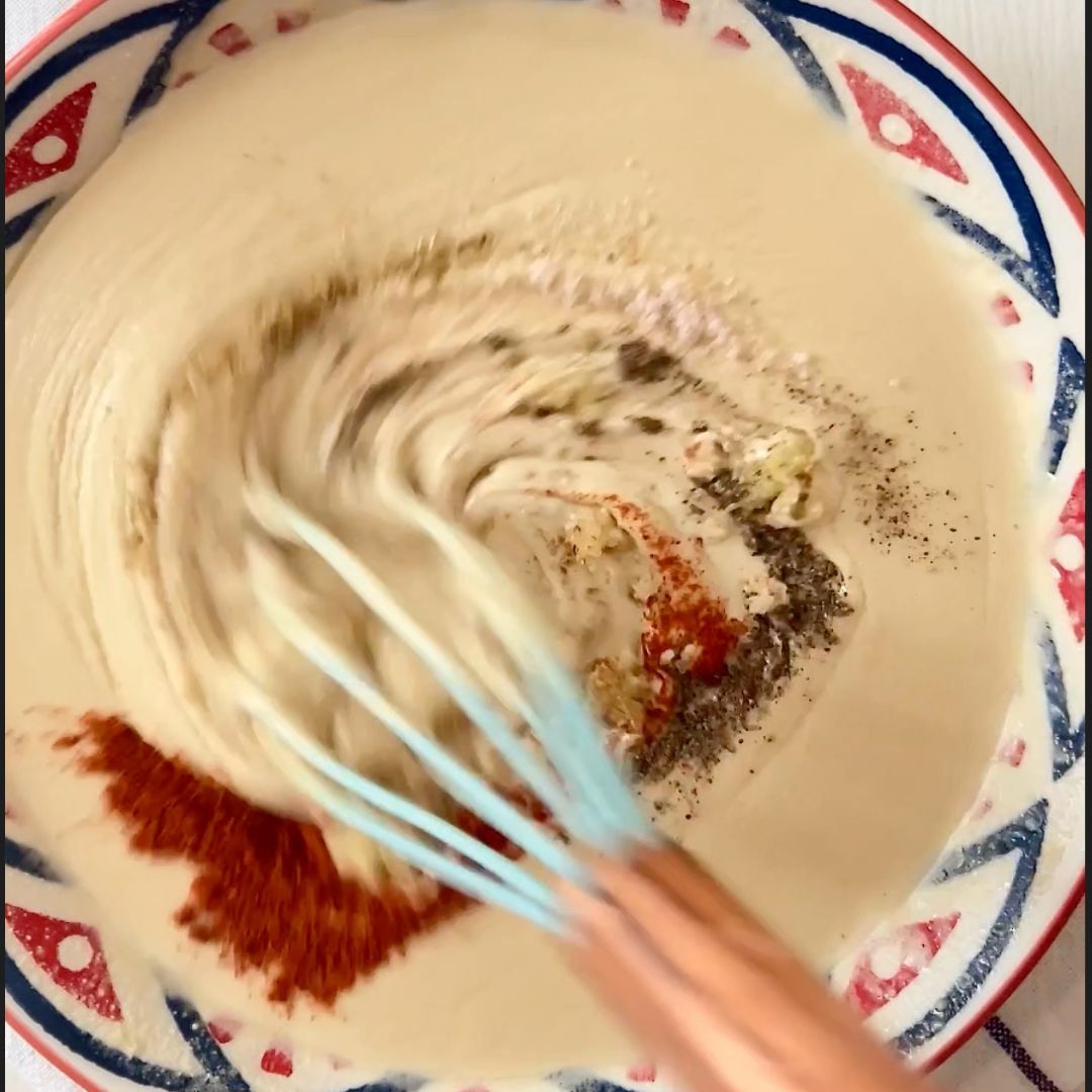 Make a spicy tahini to serve with the fried shrimp.