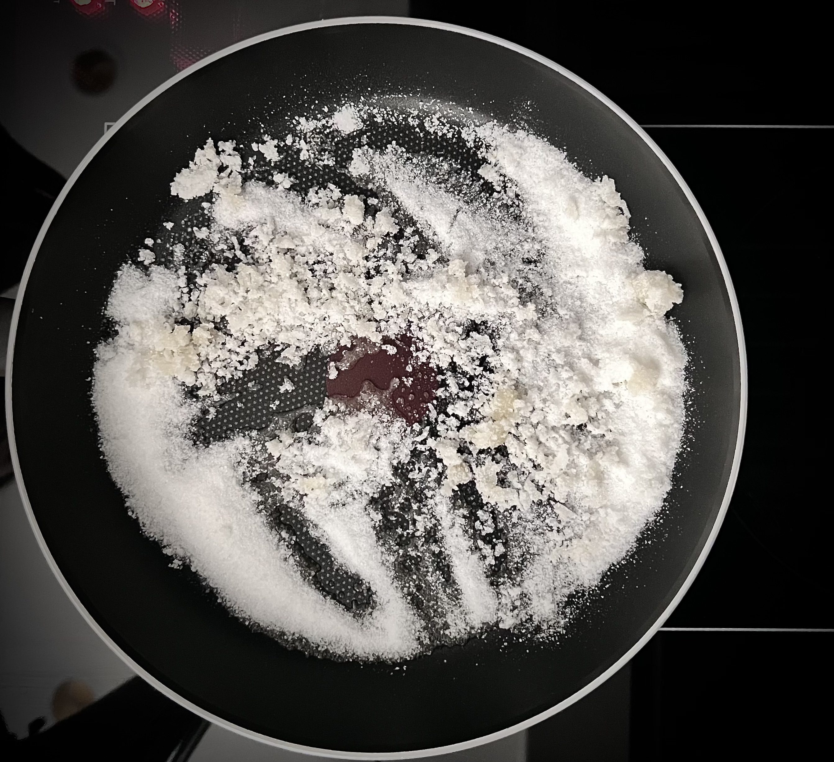 Melt the sugar to caramel.