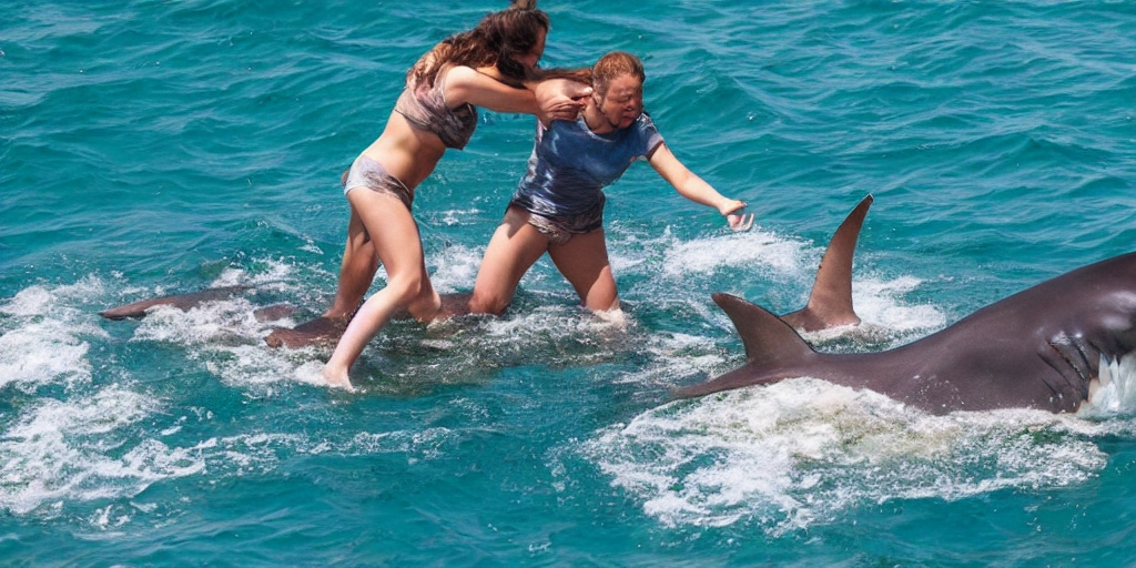 Us being attacked by sharks after shipwreck