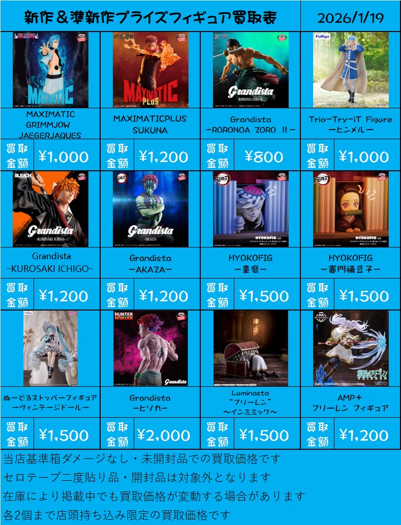 【今夜限り限定価格】 Man グッズ まとめ売り 松戸店】新作＆準新作 プライズ表 – ゲーセンもある千葉鑑定団 酒々井