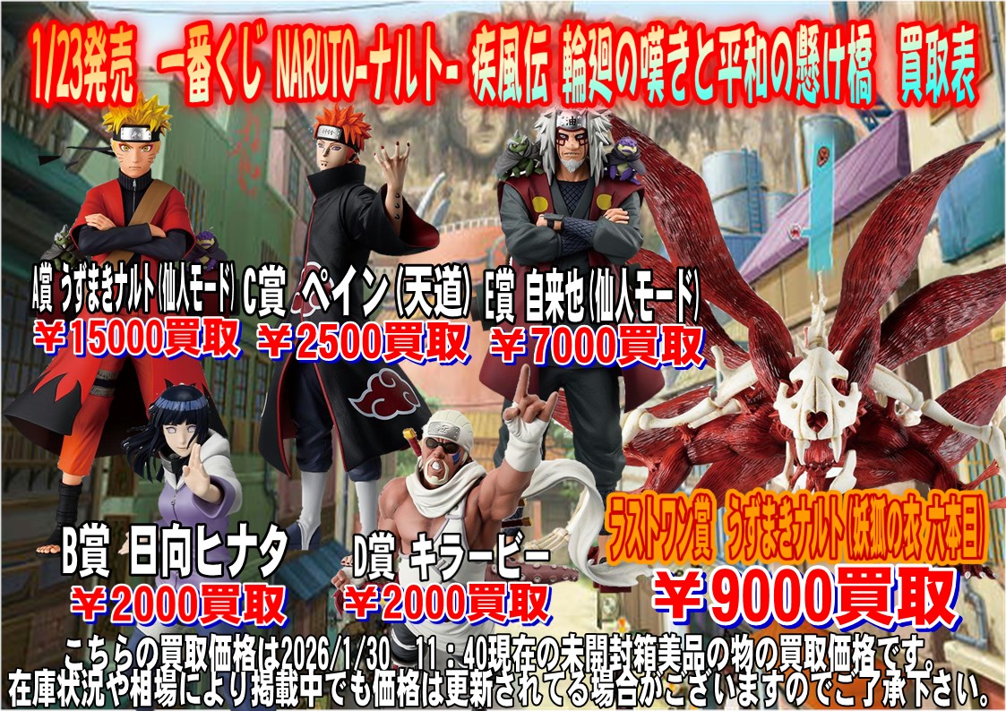 酒々井店】一番くじ NARUTO-ナルト- 疾風伝 輪廻の嘆きと平和の懸け橋