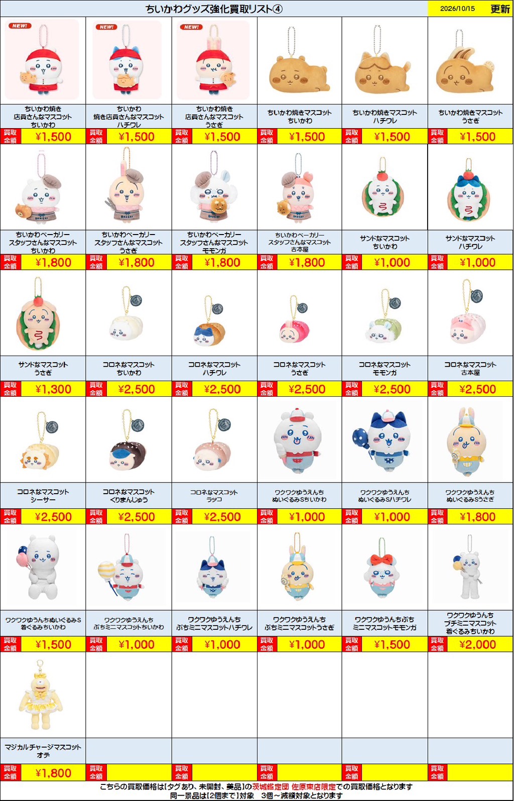 佐原東店】☆ちいかわグッズ強化買取リスト☆ – ゲーセンもある千葉