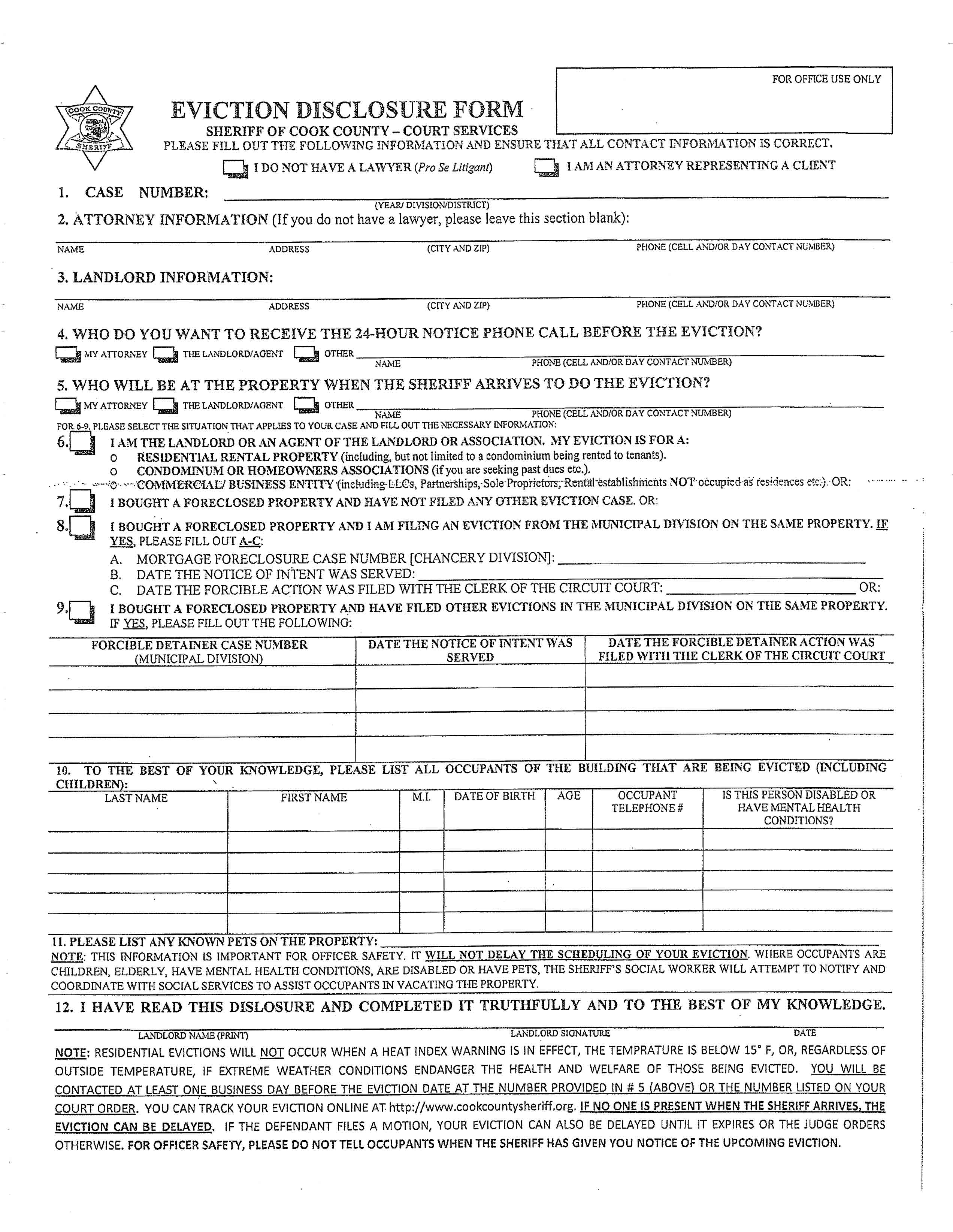 eviction form free printable documents