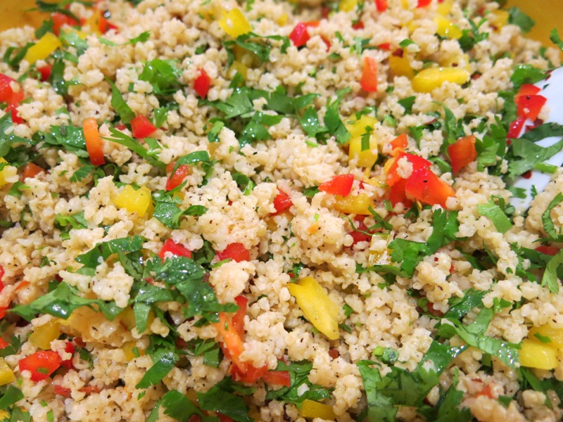 Close up of millet salad