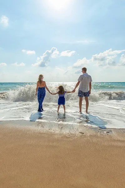 Family enjoying a beach day