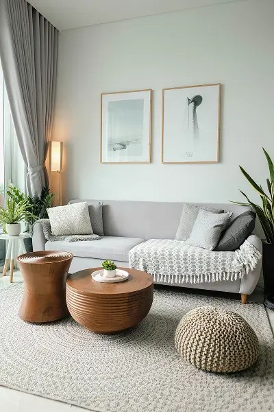 Modern living room with cozy decor