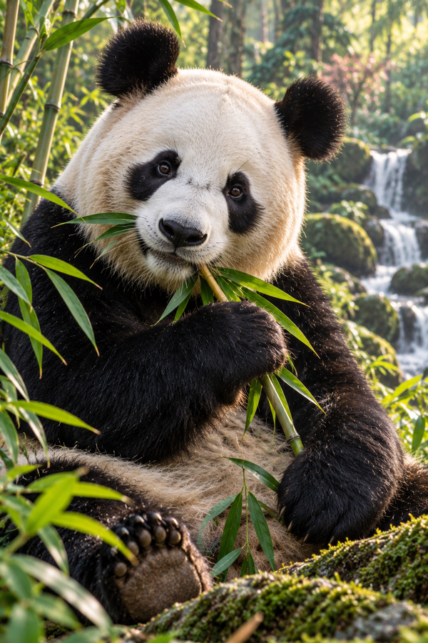 Original panda wildlife reference image used as the visual reference