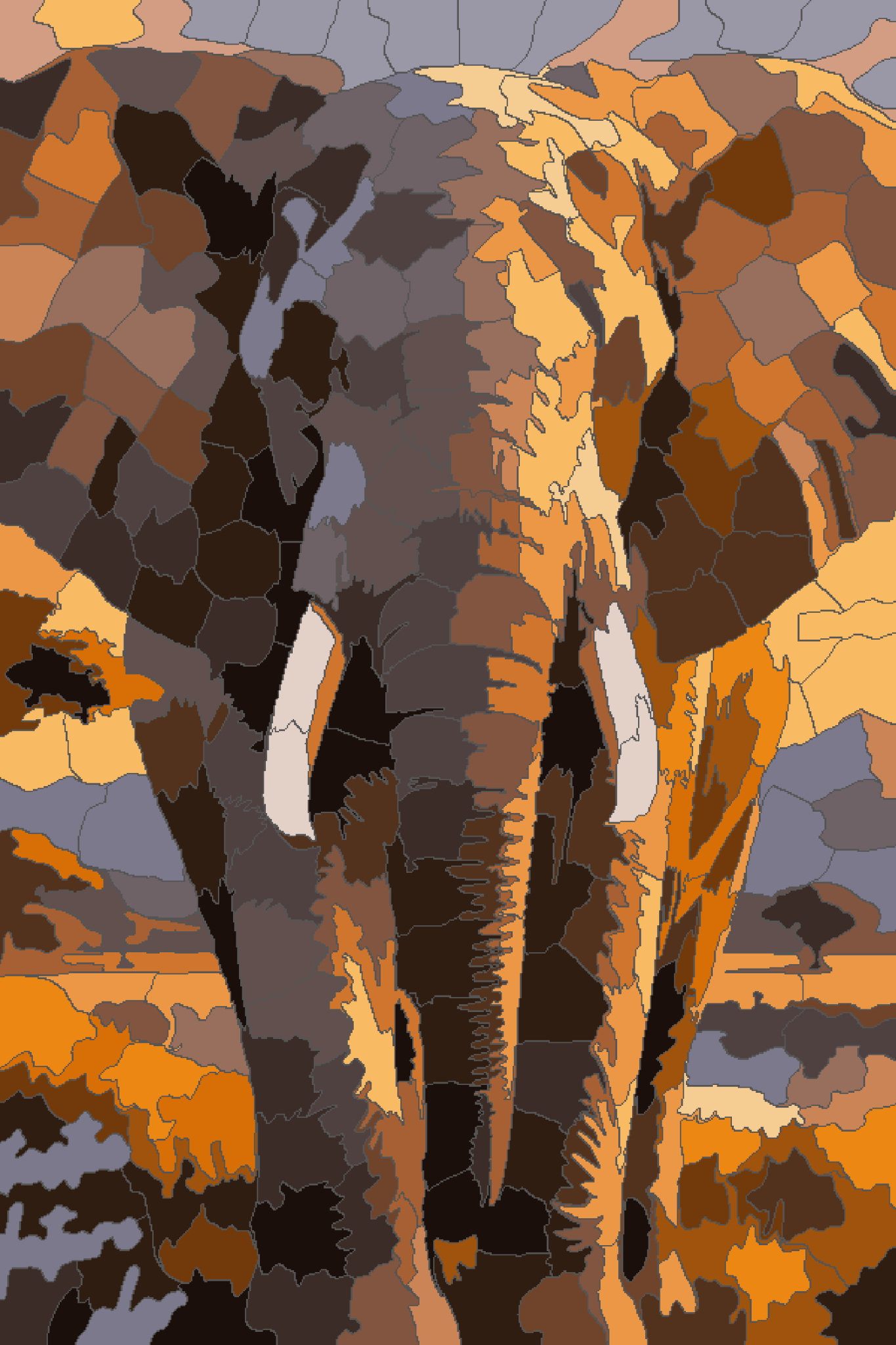Finished elephant mystery mosaic artwork