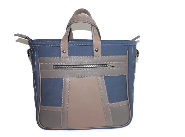 Grand cabas toile et cuir