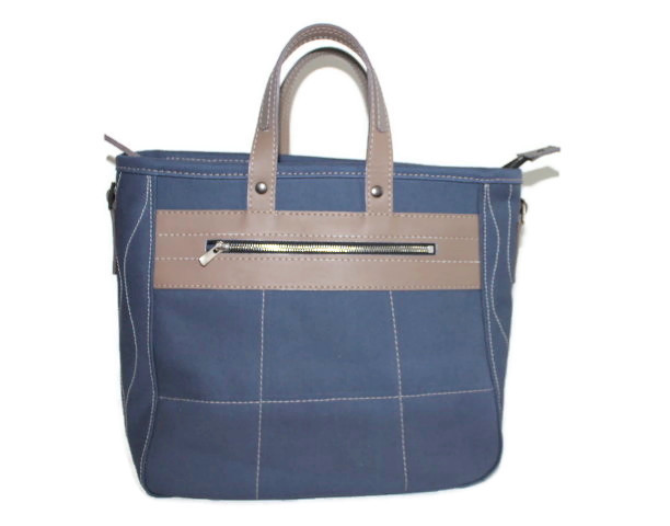 Grand cabas toile et cuir