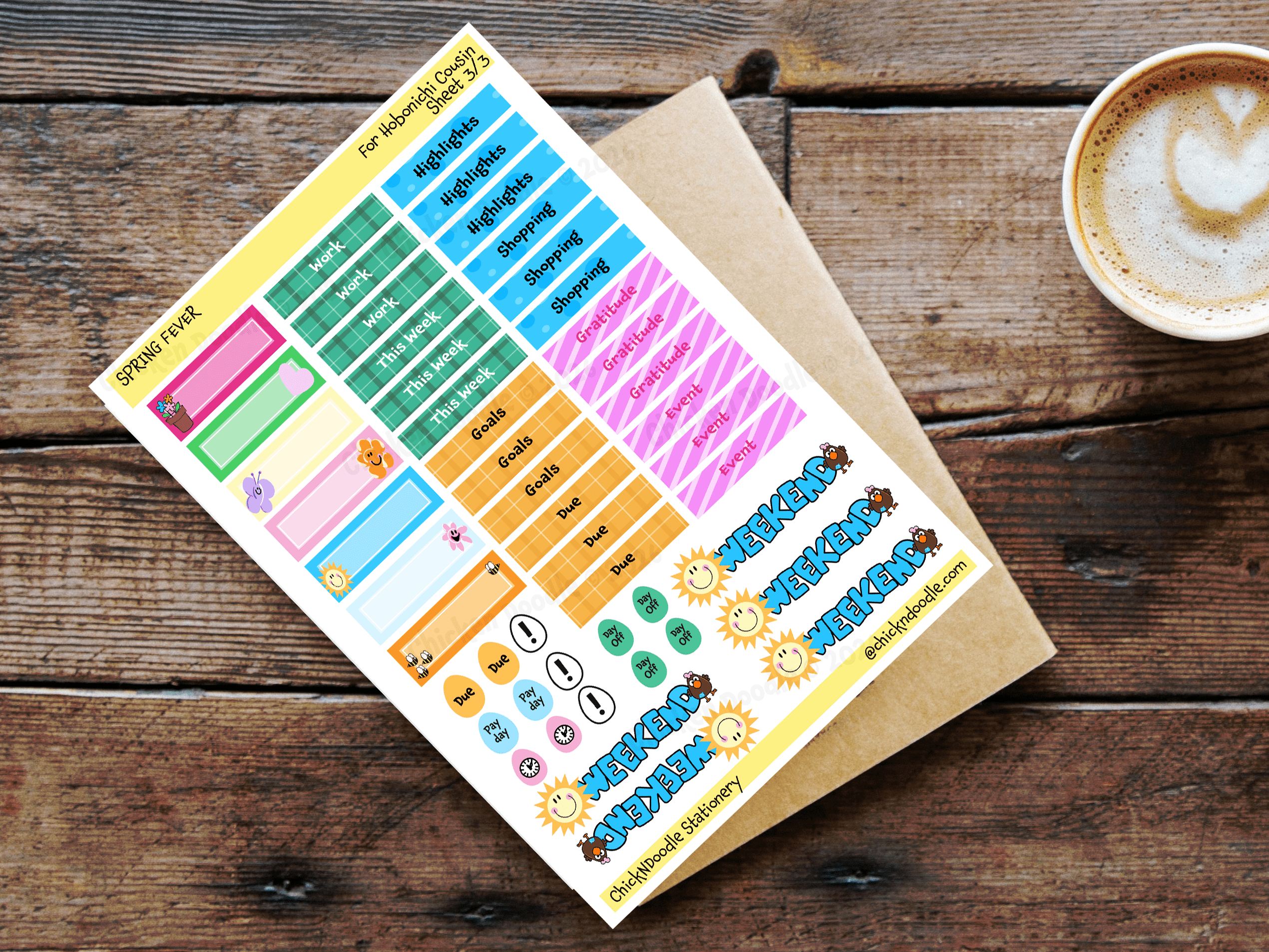 Handmade Package of 3 Spring-Themed Sticker Sheets to Make Your Journaling Hobby Easy! - Image 2