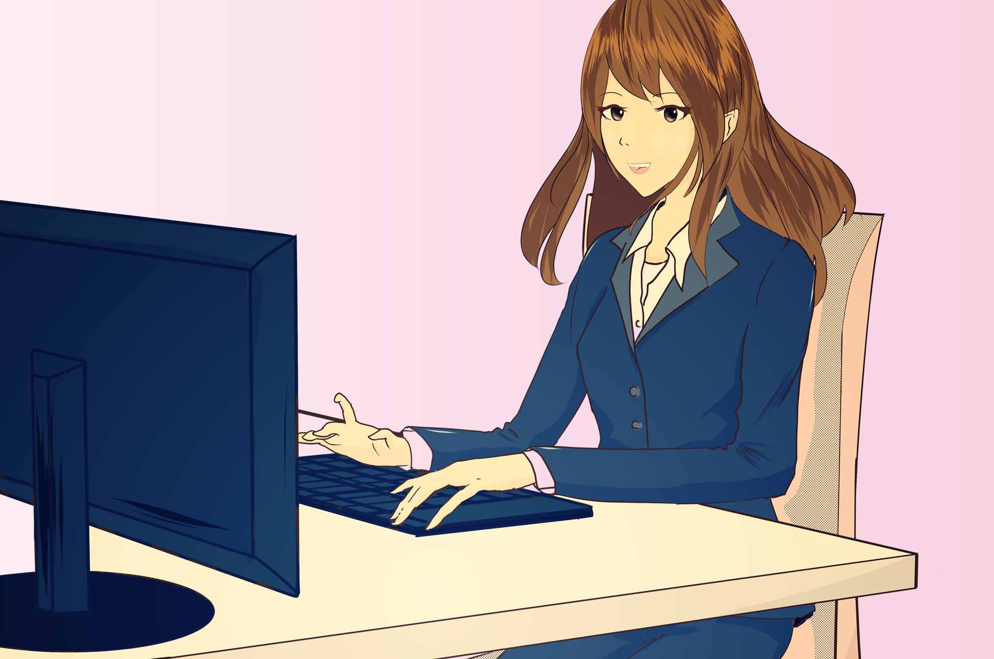 オフィスレディのイラスト - 働く女性の職業無料素材 - チコデザ