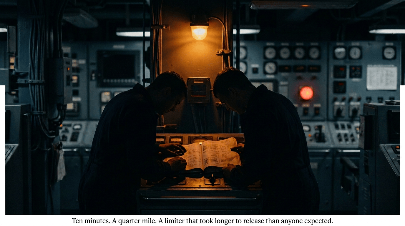 Ship control room emergency response scene