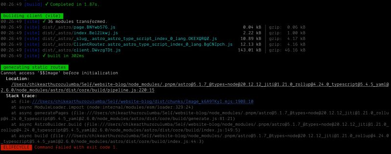 Astro Build Error - Cannot access &#039;$$Image&#039; before initializ...