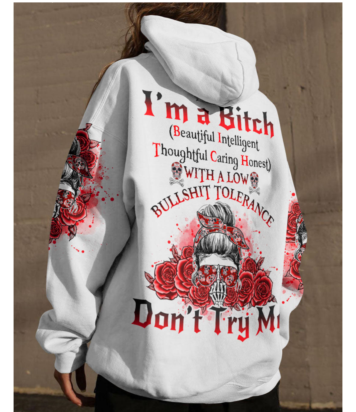 RED Yes I'm a B Flower Skull All Over Print - photo 15