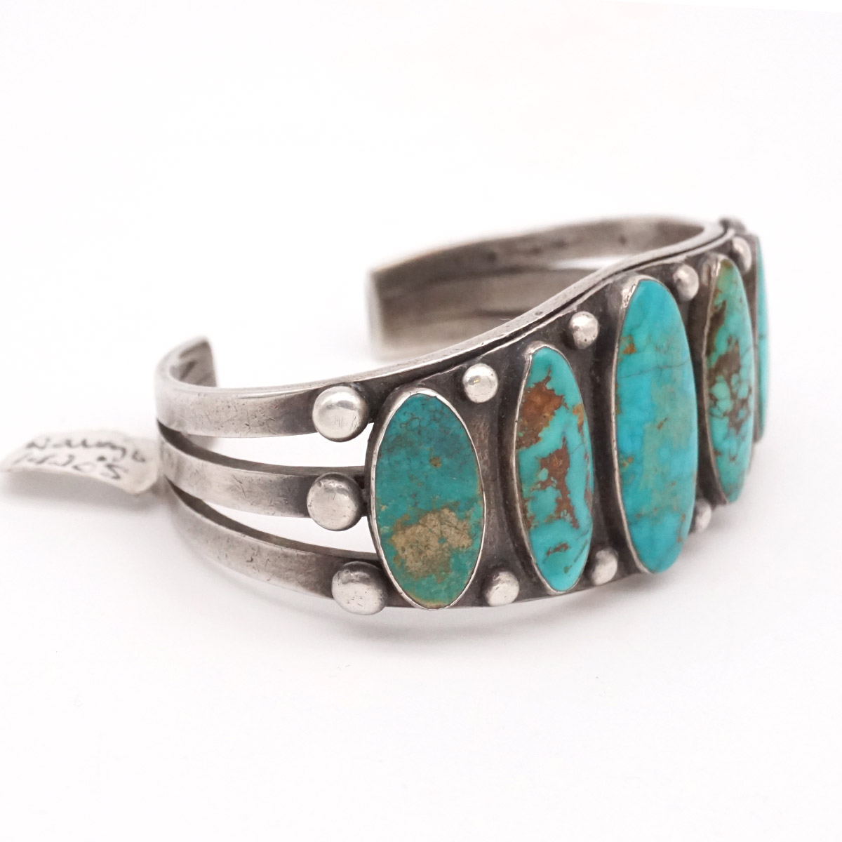 Vintage Navajo Cerrillos Turquoise Silver Bracelet ca. 1920s